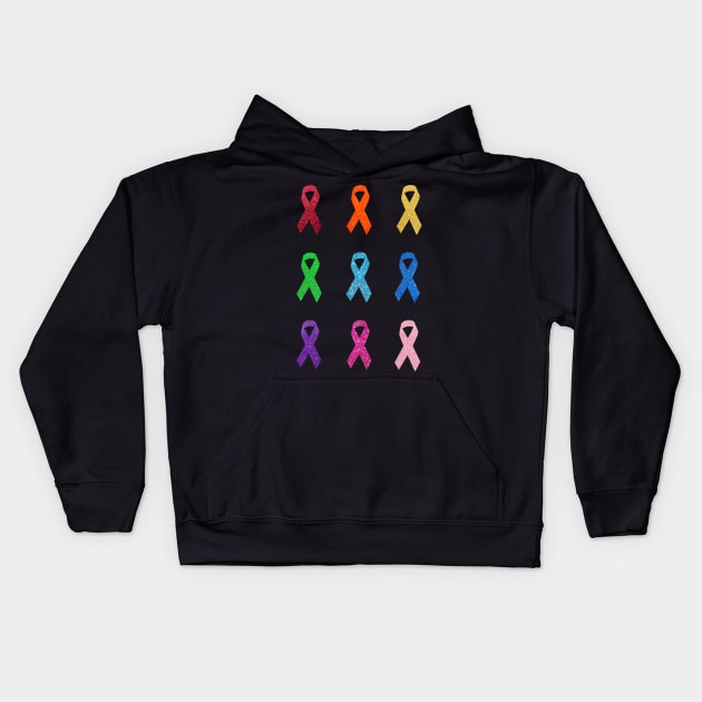 Faux Glitter Awareness Ribbon Pack Kids Hoodie by Felicity-K